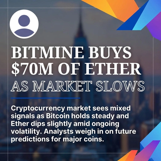BitMine Gets $70 Million in ETH as Markets Fluctuate